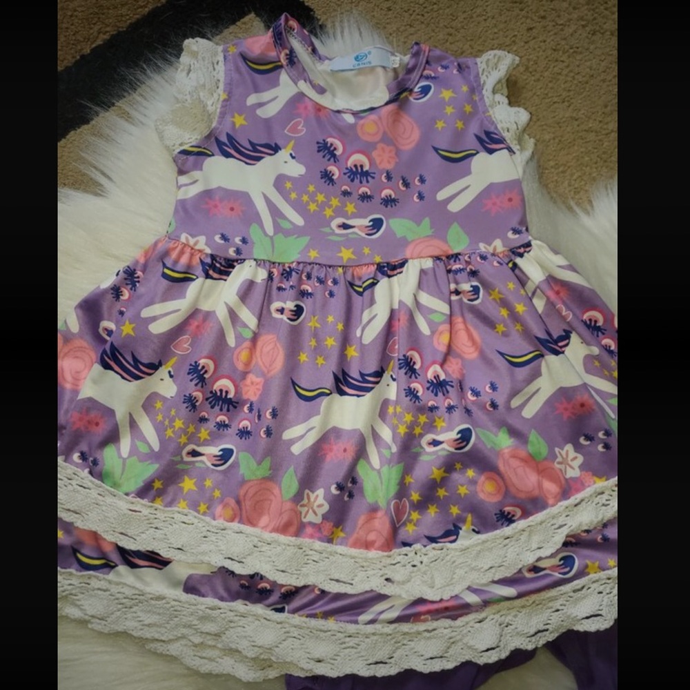 Girl’s boutique unicorn matching set outfit 2T-3T EUC - Picture 2 of 4